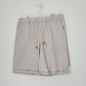 Tan Linen and Cotton Shorts with drawstring waist. Size Medium